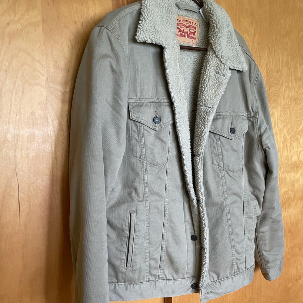 Levi’s Corduroy Brown Shearling Jacket Coat XXL